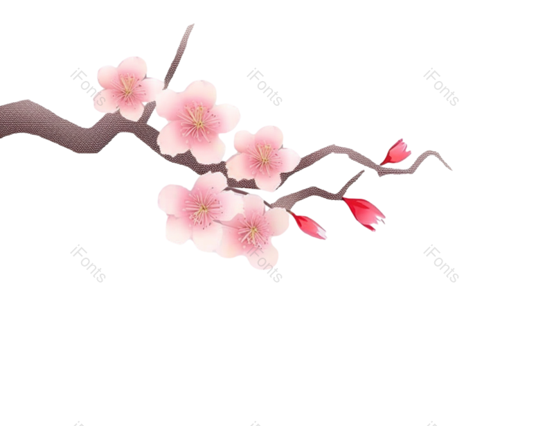 粉红色的花图片,樱花元素,灰色背景PNG,免抠素材